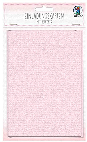 Ursus 90260026 - Einladungskarten mit Kuverts, rosa, 6 Doppelkarten 200 g/qm, ca. 11,9 x 17 cm, zum selber Gestalten, 6 Kuverts 100 g/qm, ca. 12,4 x 17,2 cm