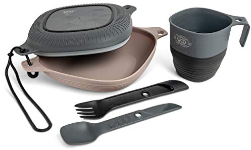 UCO Mess Kit With Bowl, Plate, Camp Cup, and Switch Spork Utensil Set 6-Piece, Venture