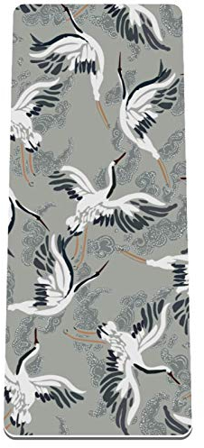 Eslifey Flying Bird Yoga-Matte mit rotem Kran und Kranich-Motiv, dick, rutschfest, für Damen und Mädchen, Trainingsmatte, weiche Pilates-Matten, (182,9 x 81,3 cm, 1/3 Zoll dick)