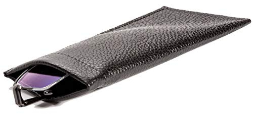 LuxCase Glasses case soft “Stockholm” Genuine Leather Handmade Eyeglass Case Sunglasses Eyewear Protective Holder day glasses reading glasses men women unisex (Black)