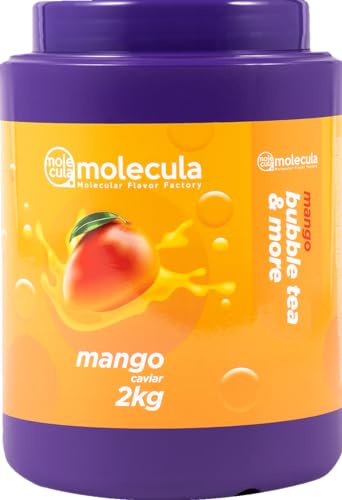 Molecula Popping Boba Mango 2 kg, Vegan, Sofort Servierbar IFS-zertifiziert | Vegane Mango-Fruchtperlen im 2-kg-Format mit flüssigem Kern für Bubble Tea, Cocktails, Desserts, Eis und kalte Drinks