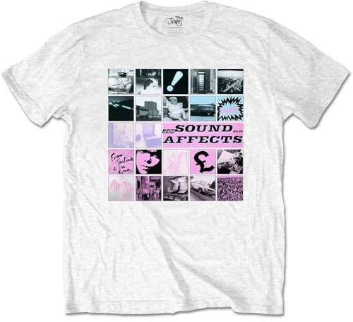 The Jam T Shirt Sound Affects Album Cover Band Logo Nuovo Ufficiale Uomo Bianca