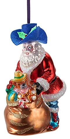 Christbaumschmuck Weihnachtsdeko Tannenbaumschmuck X-Mas Hänger Cowboy Santa mit Geschenk