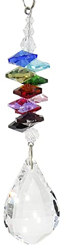 Suncatcher Kristall Tropfen mit bunten Kristallsteinen Sonnenfänger zum Aufhängen Mobile L. 50cm