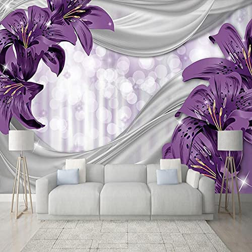YXTSmurals Fototapete 3D Effekt Lila Mode Blumen Vlies Tapeten Wandtapete Xxl Moderne Wanddeko Design Wand Dekoration Wohnzimmer Schlafzimmer Büro