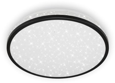 BRILONER Leuchten - LED Deckenleuchte, Badleuchte, Badlampe inkl. Sternendekor, IP44, 12 Watt, 1.200 Lumen, 4.000 Kelvin, Weiß-Schwarz, 280x70mm (DxH), 3403-015