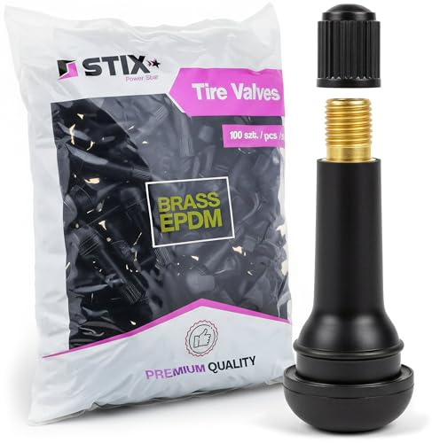 STIX 100x TR414 Reifenventile EPDM Messing für schlauchlose Reifen | Snap-In Autoventil, passend für Alu- und Stahlfelgen