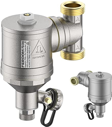 FERDOM FD390 STRONG 1 (DN25) Filtre Magnétique/Hydrocyclone Pour Systèmes De Chauffage. Aimant 10000Gs. Séparateur De Particules Non-Magnétiques -Inox 1000µm. Max.40kW. Racc.360 Degrés. Tout Laiton