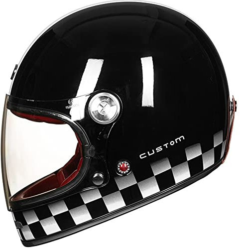 ZLYJ Integralhelm für Erwachsene Fiberglas Retro-Stil Motorrad-Sturzhelm ECE-zugelassener Racing-Tourenhelm B,Large