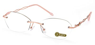 LUFF Rahmenlos Lesebrille für Damen und Herren,Mode Randlose Leicht metall Lesehilfe Blaulichtblockierung,Computerleser,Anti-Augenbelastung