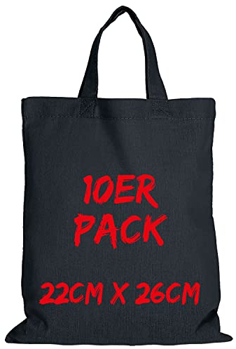TEXXILLA Apothekertasche - 10er Pack | Dunkelblau | mit Zwei kurzen Henkeln | 22x26cm | Jutebeutel | Einkaufstasche | unbedruckt