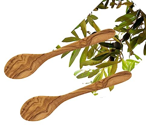 2x HOFMEISTER® Esslöffel, 2er Set aus Olivenholz, auffälige, charakteristische Maserung, Holz, Olive, Löffel für Bowl und Müsli, Müslilöffel, 21 x 4,2 x 1 cm (2 Stück)