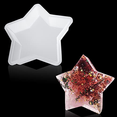 Zayookey Großes Epoxidharz Formen Probe Silikonform Buchstützen Epoxy Form Pentagramm Gießform Resin Mold für DIY Getrocknete Blumen Blätter Insekten Proben Herstellung (Stern Silikonform)