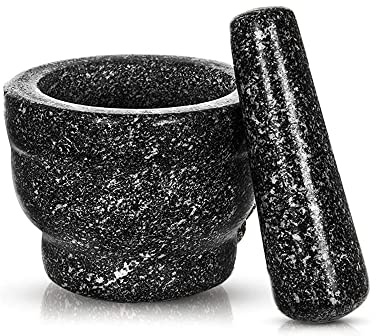 VIVAAS Premium Pestle & Mortar Solid Granite Set With Large Mortar Bowl Ideal For Kitchen Spice, Herb,Seed, Nuts Crusher | Mortar And Pestle | Granite Mortar And Pestle | Grinder