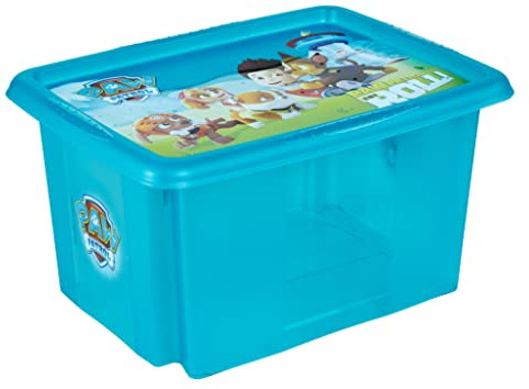 keeeper Paw Patrol Aufbewahrungsbox mit Deckel, Dreh- und stapelbar, Für Kinder, 15 l, Karolina, Fresh Blue Transparent