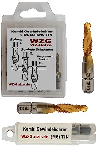 Profi HSS-G Kombi - Gewindebohrer Gewindeschneider Auswahl M3 - M10 WZG (bitte Größe in der Auswahlliste wählen)(6 St. Set M3-M10)