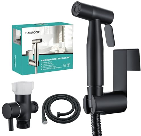 BARROCK Handheld Bidet Sprayer for Toilet, Stainless Steel Metal Made Baby Cloth Diaper Spraying Kit, Bathroom Toilet Bidet Attachment Set for Bathing Pets and Feminine Hygiene, Matte Black