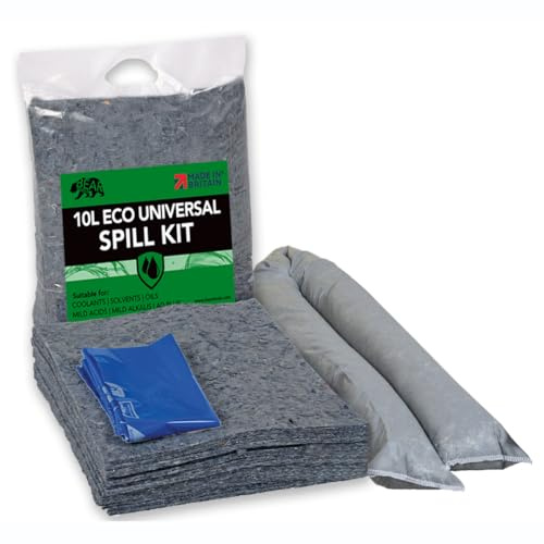 BearTOOLS Eco Spill Control Kit 10L Spills | Environmentally Friendly | 85% Recycled Natural Fibres | Reduce Carbon Footprint | Sustainable Absorbent Solution | UK Made Oils, Fuels, Adblue Spillages