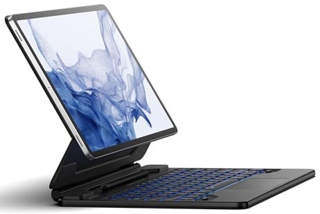 Dexnor Clavier Tablette pour Samsung Galaxy Tab S10+ Plus/S9+ Plus/S9 FE+ Plus/S8+ Plus/S7 FE/S7+ Plus 12,4 Magic Style Keyboard Support Magnétique Trackpad Rétro-éclairé AZERTY Français, Noir