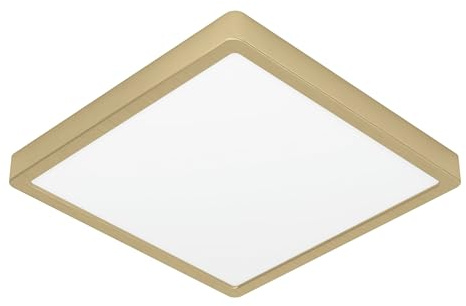 EGLO LED Deckenlampe Fueva 5, 28,5 cm, eckige Deckenleuchte | Lampe Decke Schlafzimmer Flur, Aufbauleuchte aus Metall in Messing-gebürstet, 2000 Lumen, warmweiß