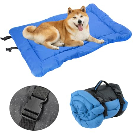 LINGXIYA Outdoor wasserdichte Hundematte, Weiches Bequem Hundematratze, Waschbare Hundematten, Haustierbett mit rutschfeste Unterseite, Faltbar Tragbare Reisedecke für Hunde und Katzen