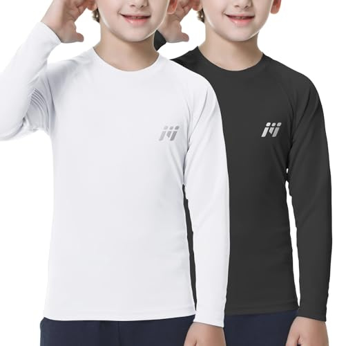 MEETWEE Garçon Fille Manches Longues Rashguard Vest, Enfants Natation Séchage Rapide Top UV Protection Solaire pour Surf Beach Pool
