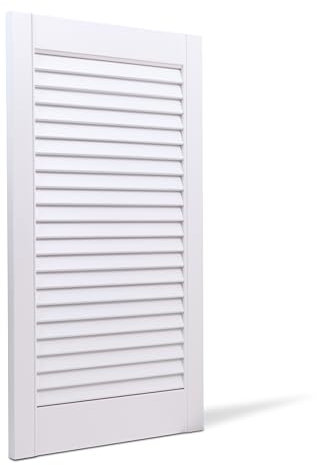 Bortaberg Louvre Door, Pine Wood, Vented Open, Natural or White Color, Slatted Wardrobe Doors, Internal Louvre Cupboard Doors, Various Sizes (White, 435mm (17.1'') x 394mm (15.5''))