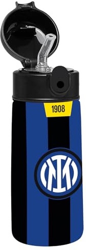 Seven Borraccia F.C. INTER Calcio, Nero Blu, Borraccia Termica in Acciaio Inox Interno Esterno, Mantenimento Temperatura fino a 24h, Borraccia Scuola Bambino - Bottle Termica