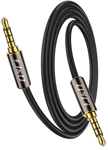 J&D 3.5mm TRRS Kabel, 1/8 Zoll 4-Poliger TRRS Stecker auf Stecker Aux-Verlängerungskabel für Kopfhörer, Autoradios, Telefone und Lautsprecher, 0.9 Meter