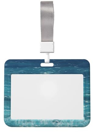 The Deep Blue Sea gemusterte Schlüsselband-Hülle, Ausweishalter, perfekt für Lehrer, Journalisten, Ärzte, Geschenke (horizontal)