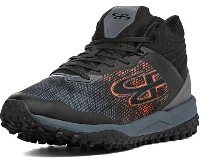Boombah Viper Men's Shadow Turf Mid Black/Charcoal/Fluorescent Orange - Size 12