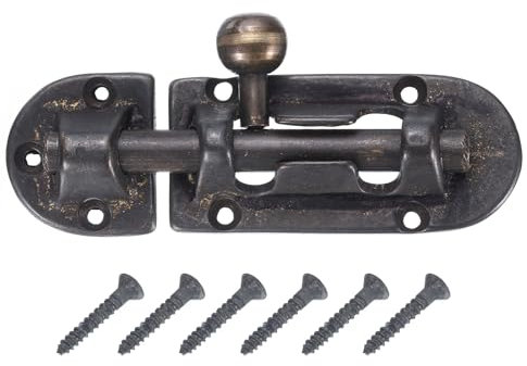 uxcell Copper Barrel Bolt Latch, Vintage Solid Brass Barrel Bolt Buckle Lock with Screws Large barn Door Latch Locks for Furniture Hardware Restoration Fittings, Black