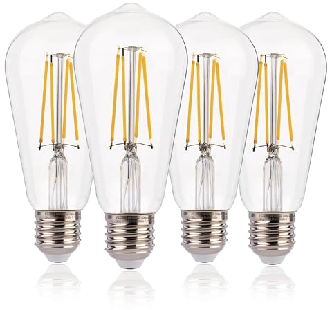 FLSNT Glühbirne E27 Ersetzt 40W, 4W ST58 LED Filament Leuchtmittel E27, 470LM Edison Vintage Glühbirne, 2700K Warmweiss, Nicht Dimmbar, Klar Glas, 4 Stück