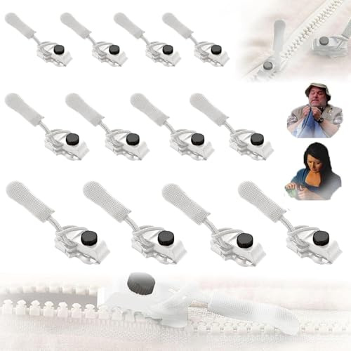 12 Reisverschluss-Reparaturset Zipper Für Reißverschluss Reißverschluss Zipper Ersatz Reisverschluss-Fix-Kit Fix A Zipper Drei Verschiedene Größen Für Kleidung Handtaschen, Rucksäcke Schuhe Usw (Weiß)