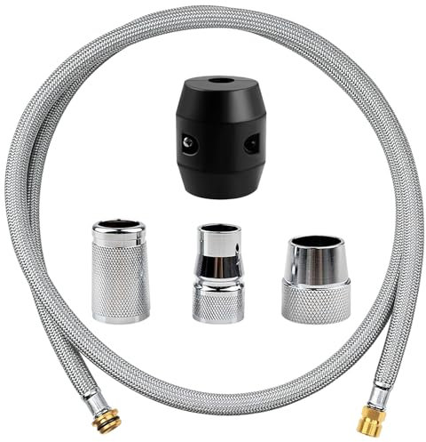 Flexible de Douche, Tuyau Tressé en Acier Inoxydable, avec 3 Adaptateurs, Tuyau Douche Acier Inoxydable aux Robinets de Cuisine et aux Robinets e Réservoir de Salle de Bain, with Weight Ball (1)