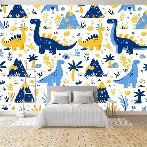 Fototapete 300 x 210 cm Benutzerdefinierte Größe Wandbilder Niedliche Tiere Dinosaurier Vliestapete Wandkunst Wandposter Schlafzimmer Wohnzimmer Büro Flur Restaurant Cafe Dekoration Bunt