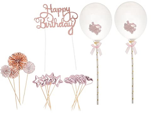 Cabilock Tortenaufleger 17st Kuchenstangen Konfetti-ballon-kuchen-picks Geburtstag Topper Geburtstagstorte Dekorationen Geburtstagsstern Party-kuchen-picks Tortenverzierung Zum Geburtstag Pu Rose Gold