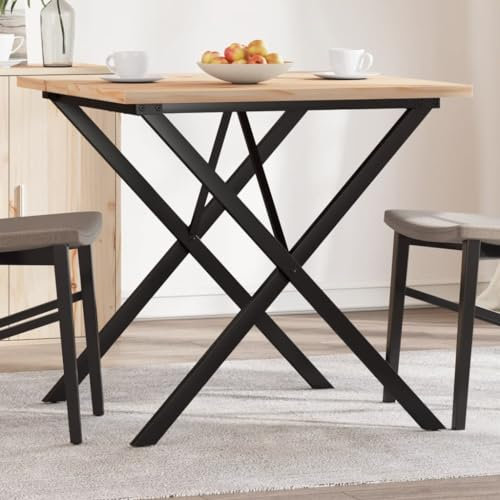 AJJHUUKI Mobili per esterni Tavolo da pranzo X-Frame 80x80x75.5 cm Legno massello pino e acciaio -