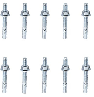 Caiyloxn 10 Stück Schwerlastdübel M10 X 12cm Bolzenanker Verzinkt Schwerlastanker Ankerbolzen Betondübel Ankerschraube Geeignet für Industriegebäude