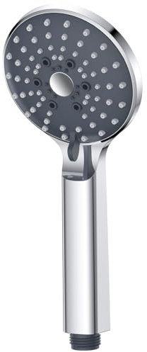 YEAUPE PRO Duschkopf, Sparduschkopf, Handbrause Duschbrause Wassersparender Duschkopf mit 6 Strahlarten (Ohne Schlauch), Großem Regendusche Duschkopf Druckerhöhend, Schwarz/Chrom