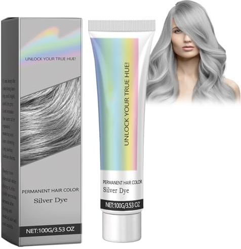 Grey Silbergrau Temporäre Haartönung, 100 G Silbergraue Naturhaarfärbecreme Grauhaarfärbecreme Graue Haarfarbe Creme Temporäres Haarwachs, Grau Haar Wachs Für Party Cosplay Halloween Weihnachten