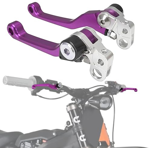 Runfarr Motorcycle Brake Lever,1 Pair Foldable Brake Lever Adjustable Levers Handle CNC Aluminum for Sur Ron Light Bee S/X X160/X260-Purple
