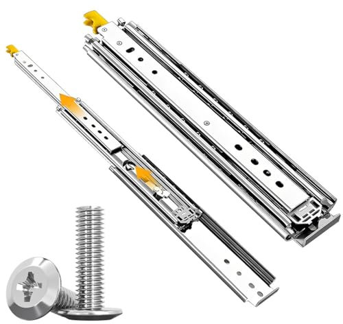Generisch 250mm-2000mm Schwer Schubladenschienen Mit Schloss, 1 Paar Vollauszug Kugellager Gleitschiene Schubladenauszug, 220kg Tragfähigkeit SchubladenAuszüge Seitenmontage(800mm)