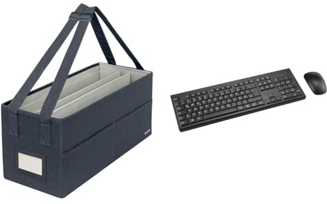 Leitz Set Desk Sharing Arbeitstasche aus Stoff mit Kensington KM150 EQ Kabellose QWERTZ Full-Size-Tastatur und Quiet-Click-Maus, Faltbare Aufbewahrungstasche für Büro, Grau, 64440089 und K75562DE