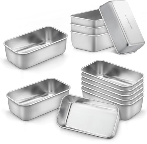 LIANYU 12 Pack Mini Loaf Pan for Baking Bread, 6.3 x 3.5 Inch Stainless Steel Small Bread Loaf Pan for Homemade Meatloaf, Tin Loaf Baking Pan Perfect for Banana Sourdough Sandwich, Dishwasher Safe | 6.3 x 3.5 Inch Loaf Pan for Homemade Meatloaf, Tin Loaf Baking Pan Perfect for Banana Sourdough Sandwich, Dishwasher Safe
