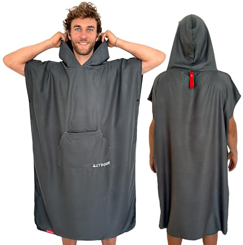 AUTDOOR Nano Poncho de bain en nano-fibre pour homme et femme – Ultra léger et compact – Absorbant, séchage rapide et certifié Oeko-Tex – Aide au déménagement de qualité supérieure pour la plage et