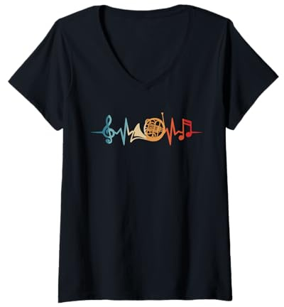 Femme Corniste Musicien Cor d'harmonie T-Shirt avec Col en V