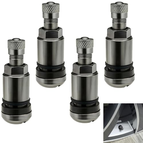Powerruif 4 Stück Universal Metallventile, Ventile Reifen Auto Metall Autoreifen Ventil Autoreifen Aluventil Grey Edition PKW Reifenventil Robust Langlebig und Vielseitig Kompatibel für Autos
