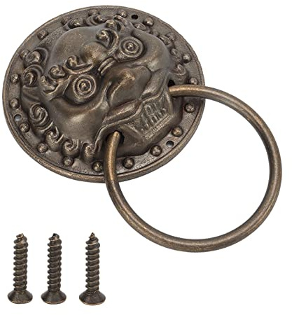 Antique Door Knocker, Vintage Door Pull Rings, Exquisite Brass Beast Head Design with Finish, Retro Style Handle for Cabinets Wooden Boxes Doors Windows