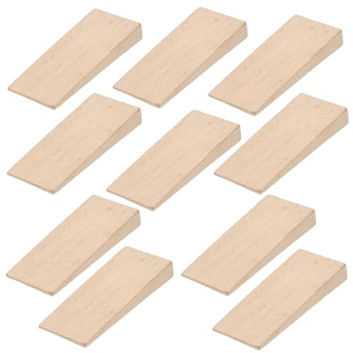 Hohopeti 10 pièces Cales de Bois Hêtre Naturel pour Fixation et Réparation de Manches Outils Agricoles Kit de Coins de Fente pour Haches Houes et Outils de Menuiserie